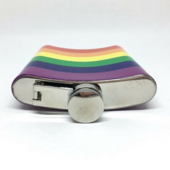 Alcohol Flask Rainbow Stripe Pocket Flask 6 Ounce Metal LGBTQ Pride Flag Drink - Picture 4 of 5